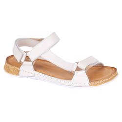 Sandały damskie barefoot-friendly Kallia – skórzane, szerokie, lekkie białe