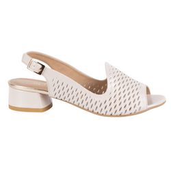 Sandały damskie skórzane ażurowe  N1871 ECRU