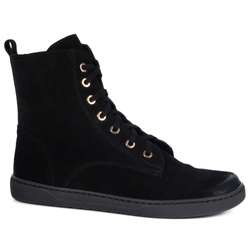 Buty damskie barefoot zimowe skórzane Olivier Liv 1303 ocieplane czarne nubuk