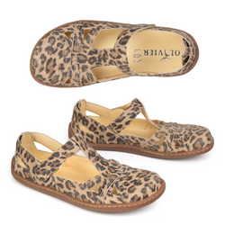 Buty damskie BAREFOOT Ultralekkie półsandały Olivier 1285 na rzep panterka