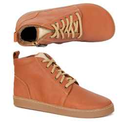 Buty damskie zimowe barefoot skórzane Z-B04 rude