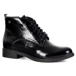 Botki damskie 1229POL czarne lakierowane skóra naturalna