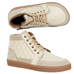 Buty damskie zimowe barefoot skórzane Z-B05 ecru