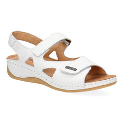Wygodne skórzane sandały damskie Pollonus biały verona 5-0994-031