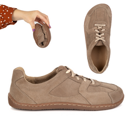 Buty BAREFOOT minimalistyczne skórzane 0796W welur beżowe
