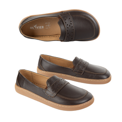 Mokasyny damskie barefoot Inga z szerokim przodem POLSKIE  ciemno brązowe