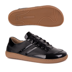 Sneakersy barefoot damskie Kaia Olivier – anatomiczne buty skórzane czarny floter z lakierem