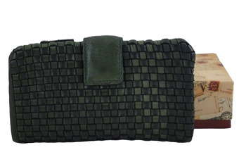 Ekskluzywny portfel z miękkiej skóry - Zielony ciemny