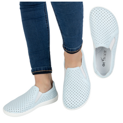 BAREFOOT Damskie minimalistyczne ażurowe wsuwane 1308POL błękitne