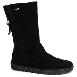 Kozaki barefoot Vivian skórzane do połowy łydki zimowa podeszwa zero drop czarne 