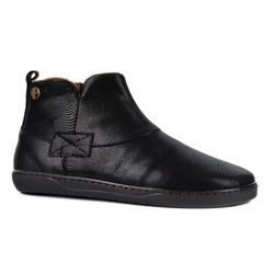 Buty damskie zimowe barefoot skórzane Z-B07 czarne wzór fali na zamek