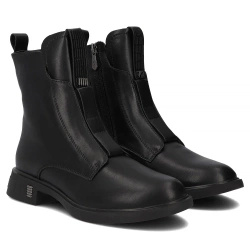 Skórzane czarne trzewiki damskie eleganckie DBT7249 BK czarne
