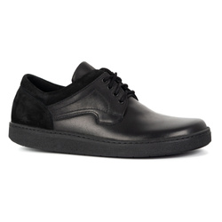 Buty męskie casual skórzane sznurowane BAREFOOT FRIENDLY 1291 czarne