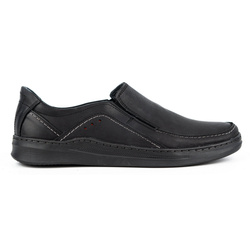 Buty męskie wsuwane skórzane SLIP-ON 216GT czarne