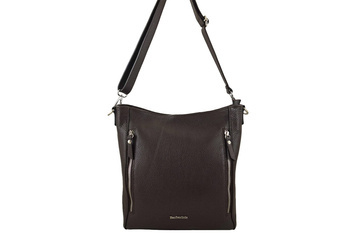 Praktyczna skórzana torebka na ramię - Brązowa ciemna