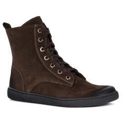 Buty damskie barefoot zimowe skórzane Olivier Liv 1303 ocieplane brązowe