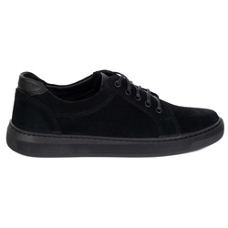 Buty męskie zamszowe skóra naturalna 7136DT czarne