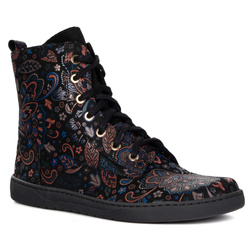 Buty damskie barefoot zimowe skórzane Olivier Liv 1303 ocieplane czarne wzory