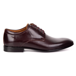 Buty męskie skórzane wizytowe Olivier 484 bordowe – klasyczne półbuty derby