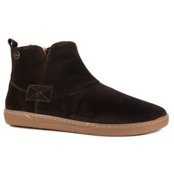 Buty damskie zimowe barefoot skórzane Z-B07 brązowe welurowe na zamek