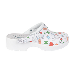Buty damskie skórzane chodaki klapki w medyczne wzory comfooty Alice