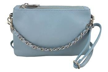 Modna włoska listonoszka skórzana - Niebieska