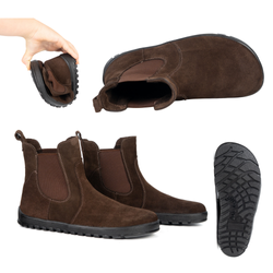 Barefoot damskie sztyblety buty zimowe Olivier 1797POL brązowe