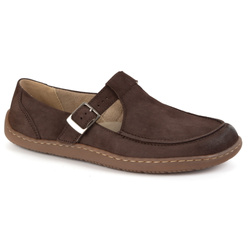 Damskie buty barefoot skórzane Olivier 1295 klamerka brązowe