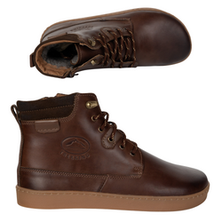 Buty męskie barefoot zimowe skórzane ocieplane szerokie 755MP ciemno brązowe