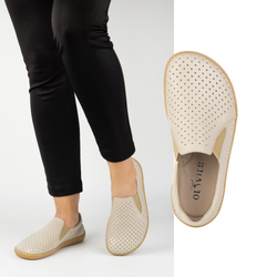 BAREFOOT Damskie minimalistyczne ażurowe wsuwane 1308POL beżowe