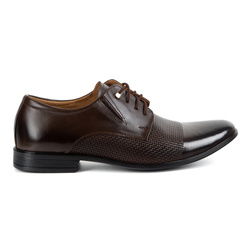 Buty męskie eleganckie skórzane 302T3 ciemny brąz