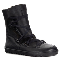 Botki damskie BAREFOOT skórzane 1802POL czarny+baran