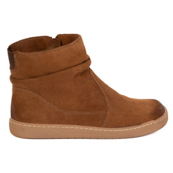 Damskie buty barefoot sztyblety z zamkiem ocieplane 1297 rude