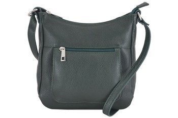 Torebka skórzana listonoszka damska - Zielony ciemny