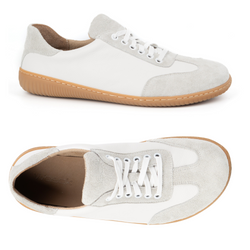 Buty męskie barefoot minimalistyczne skórzane 0742W biały groszek