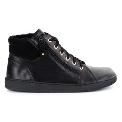 Damskie minimalistyczne buty skórzane zimowe barefoot 1293 czarne