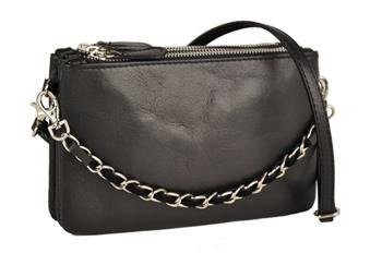 Modna włoska listonoszka skórzana - Czarna