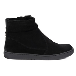 Damskie buty barefoot sztyblety z zamkiem ocieplane 1297 czarny welur