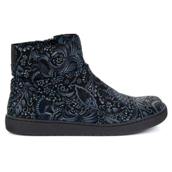 Damskie buty barefoot sztyblety z zamkiem ocieplane 1297 granatowe