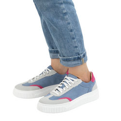 Damskie sneakersy skórzane na platformie N1202S4 niebieskie