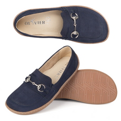 Barefoot damskie mokasyny skórzane minimalistyczne 1288AR granatowe nubuk