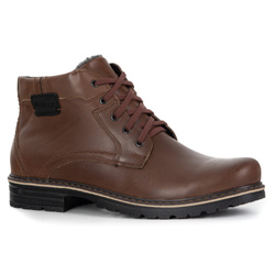 Buty Męskie trzewiki zimowe skórzane POLBUT J35S brązowe