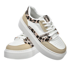 Trampki damskie półbuty Big Star SS274357 białe panterka