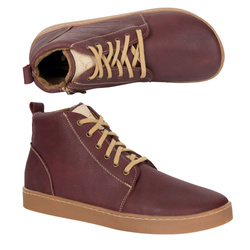 Buty damskie zimowe barefoot skórzane Z-B04 bordowe