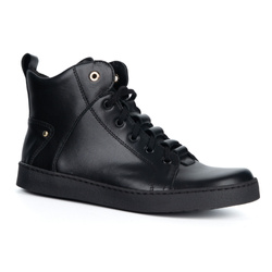 Barefoot buty skórzane minimalisthyczne Riley ocieplane czarne