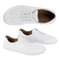 Półbuty męskie barefoot skórzane minimalistyczne model 0742WK tłoczone białe