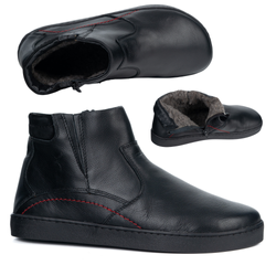 Buty męskie barefoot zimowe skórzane 756MP polskie obuwie z naturalnej skóry ocieplane czarne