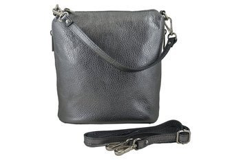 Mała torebka listonoszka skórzana - Srebrna