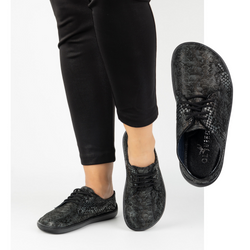 BAREFOOT Damskie minimalistyczne sneakersy 1288POL wąż czarne