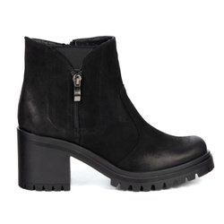 Olivier Peyton – botki skórzane na stabilnym obcasie 6,5 cm polskie obuwie naturalna skóra czarne